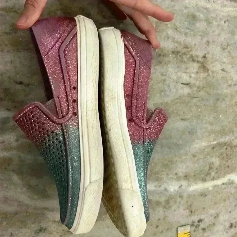 Crocs Girls CitiLane Roka Glitter pink/blue youths slip on shoes size J5 - Picture 7 of 11